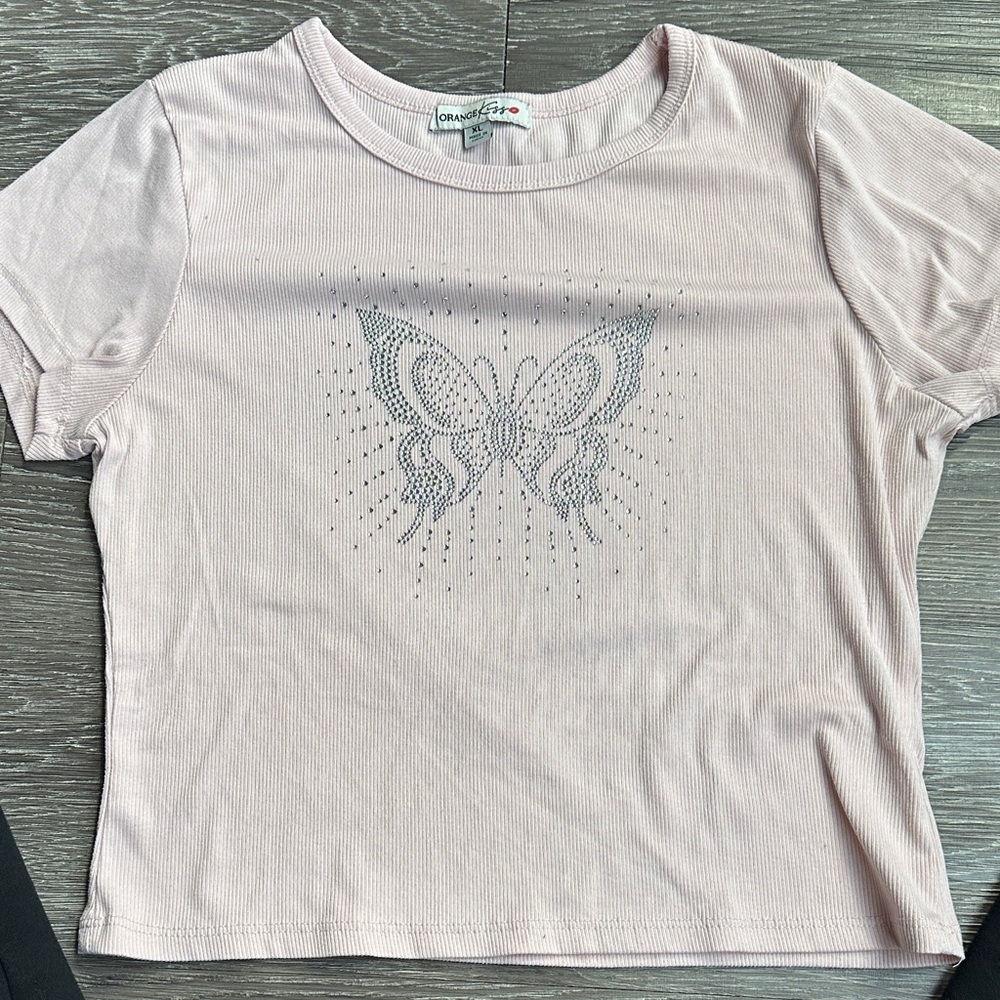 Pink Butterfly Short Sleeve Tee